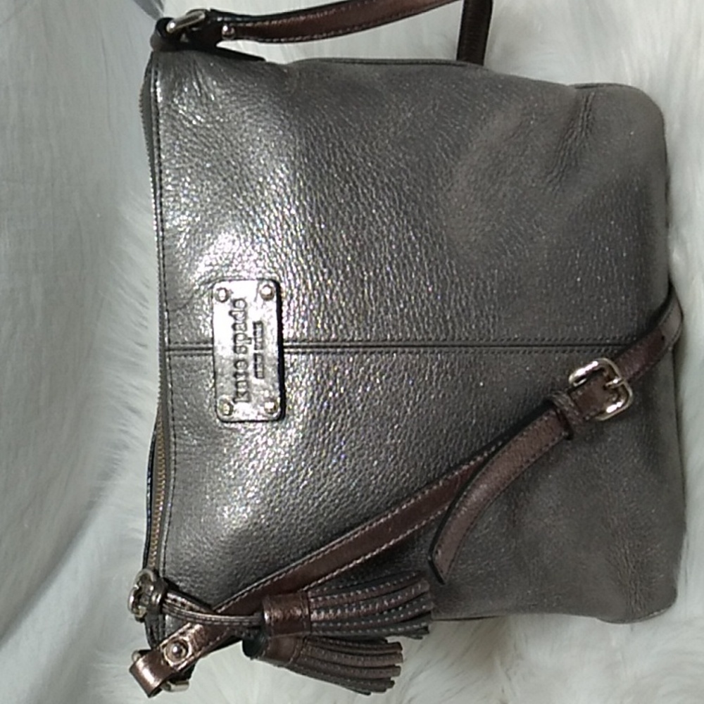 SALE! Kate Spade Oxidized Silver Metallic Tassels Crossbody & Matching Wallet - Picture 2 of 16